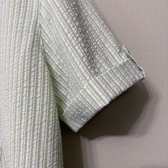 ALFRED DUNNER Womens Size 14P Seersucker Floral Embroidery Button Up Top Green - Picture 8 of 14